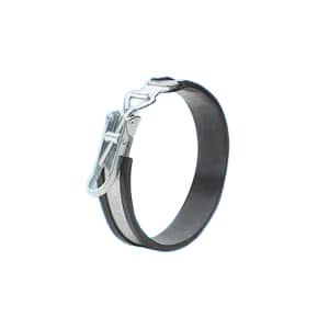 Veiligheidsklem, staalband met scharnier en rubber binnenring